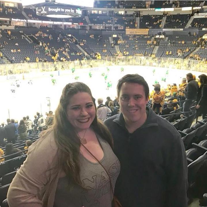 Our first (of many) hockey games together! Fun fact: our favorite teams are rivals. Sarah's favorite team is the Nashville Predators and Alex's is the Chicago Blackhawks!