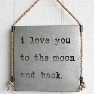 Moon And Back Metal Sign