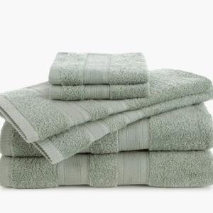 Low Lint 6-Pack Bath Towel Set Cotton - Moss Green