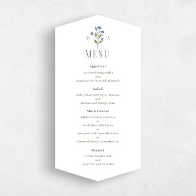 White Diamond Wedding Menu - Feuille