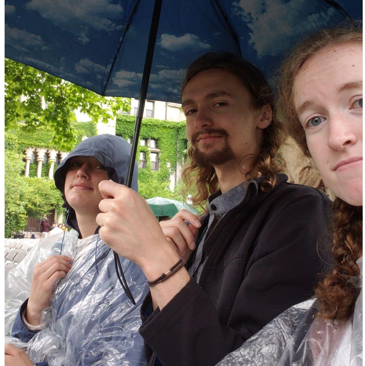 Cassidy, Joe, and Claire on the rain
