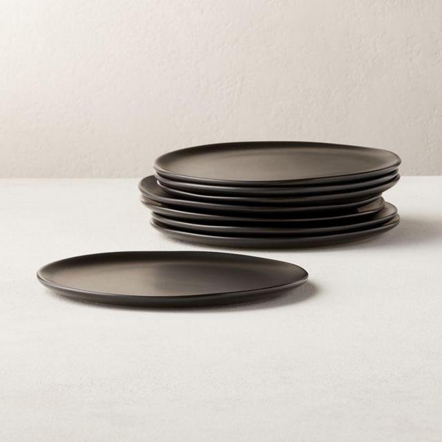 Crisp Matte Black Salad Plates Set of 4