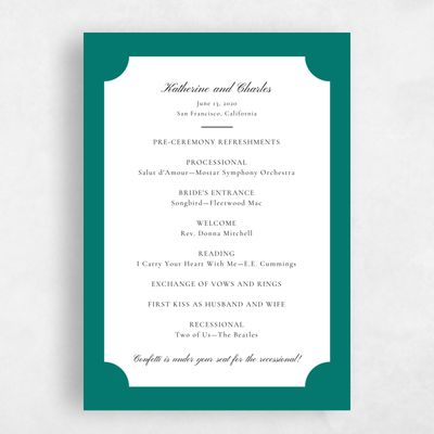 Green Wedding Program - Blake