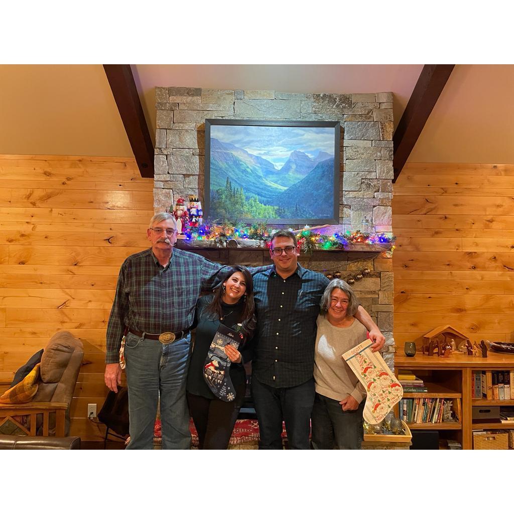 Alex and Scott, together with his parents, in Montana for Christmas.