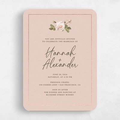 Pink Rounded Wedding Invitation - Quintana Border