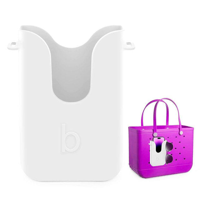 Silicone Phone Holder for Bogg Bags, Compatible Phone Case Attachment, Beach Tote Bag Accessory – Ideal Phone Holder for Bogg & Similar Beach Bags (White)