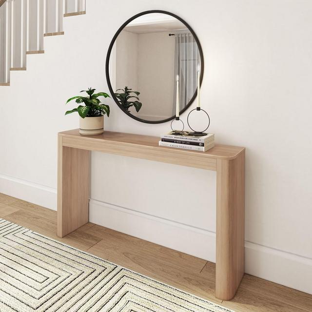 Plank+Beam 56" Solid Wood Console Table, Conture Rounded Edge Sofa Table, Narrow Entryway Table, Console Tables for Entryway, Blonde