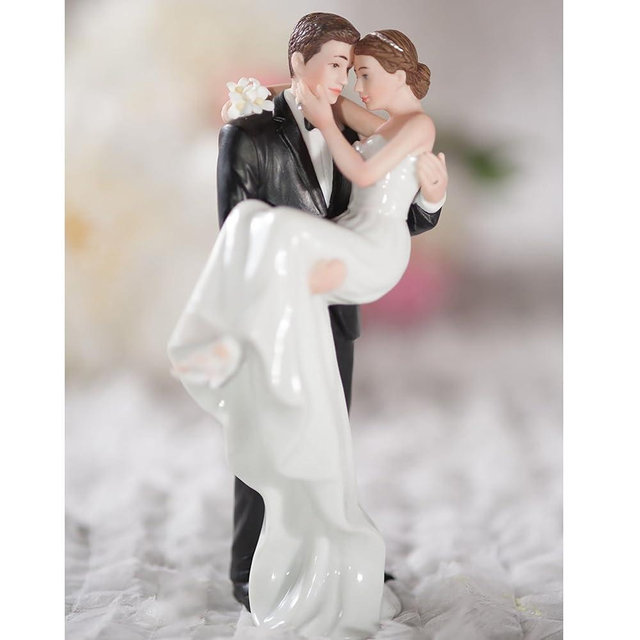 Wedding Collectibles Wedding Cake Toppers Bride and Groom | Groom Holding Bride | Unique Romantic Keepsake Cake Topper Figurine | Fine Porcelain | 6 Inches
