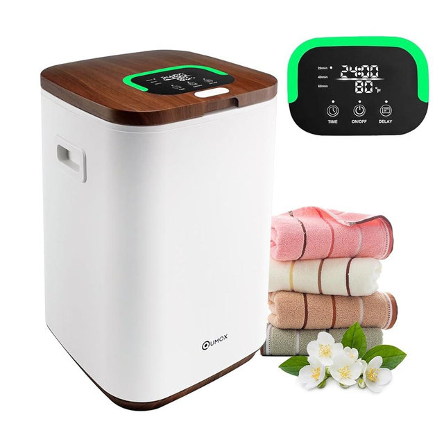 Qumox Towel Warmer Bucket, Large Towel Warmer with 3 Heating Modes, Heat Time 20/40/60 Min Adjustable, Auto Shut Off and Up to 24 Hour Delay Timer, Towel Heater for Oversize Bathrobes Blankets