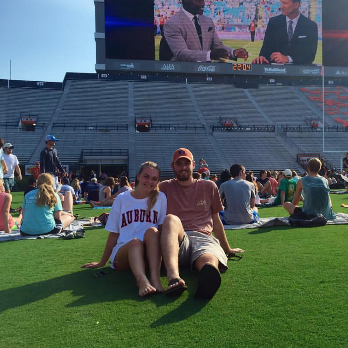 Enjoying the brand new jumbotron in Jordan-Hare (Sept. 2015).