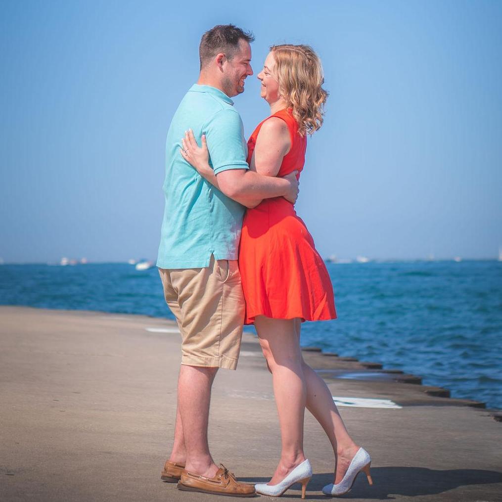 Engagement photo at Museum Campus