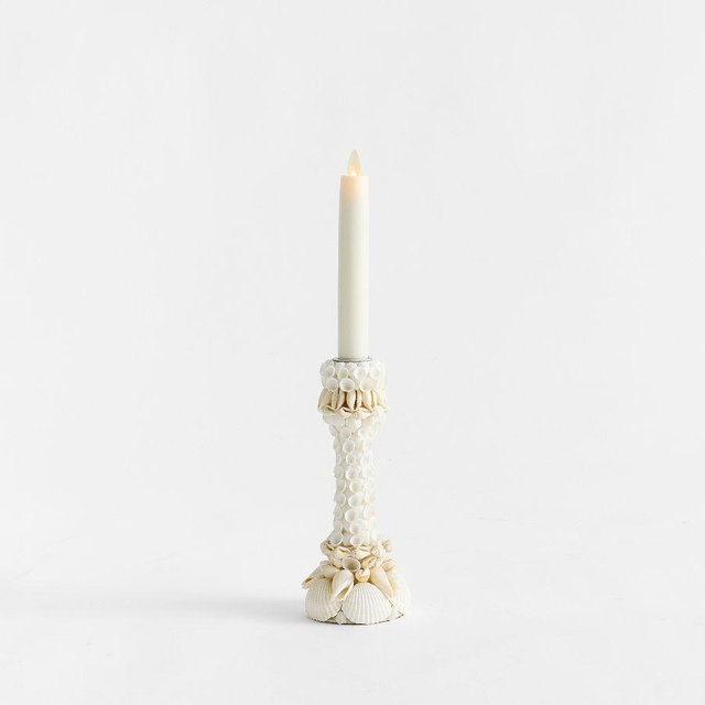 Mira Shell Taper Holder – Natural/White – 7"