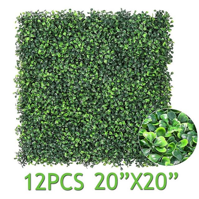 Sunnyglade 12 Pieces 20"x20" 32 Square Feet Artificial Boxwood Panels Topiary Hedge Plant, Privacy Hedge Screen UV Protected Suitable for Outdoor, Indoor, Garden, Fence, Backyard and Décor (Style-1)
