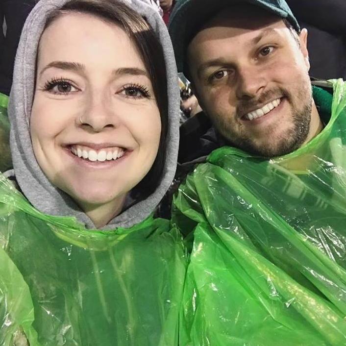 At a rainy Timber's game!