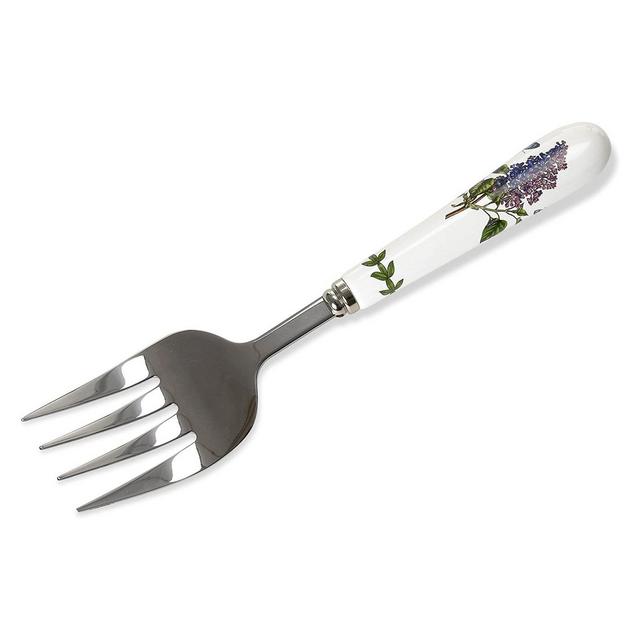 Portmeirion Botanic Garden Serving Fork, 9 Inch Stainless Steel Serving Fork with Porcelain Handle, Garden Lilac Motif
