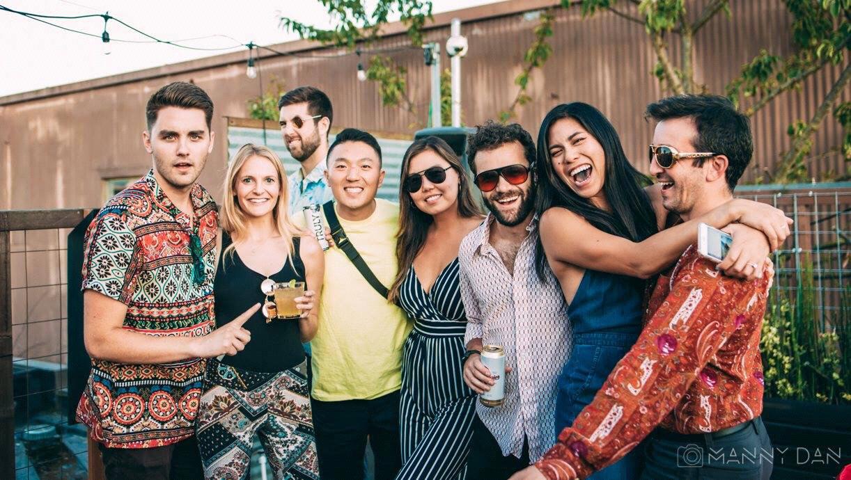 The GridSquad captured in their natural habitat in disco attire partying at Monkey Loft.