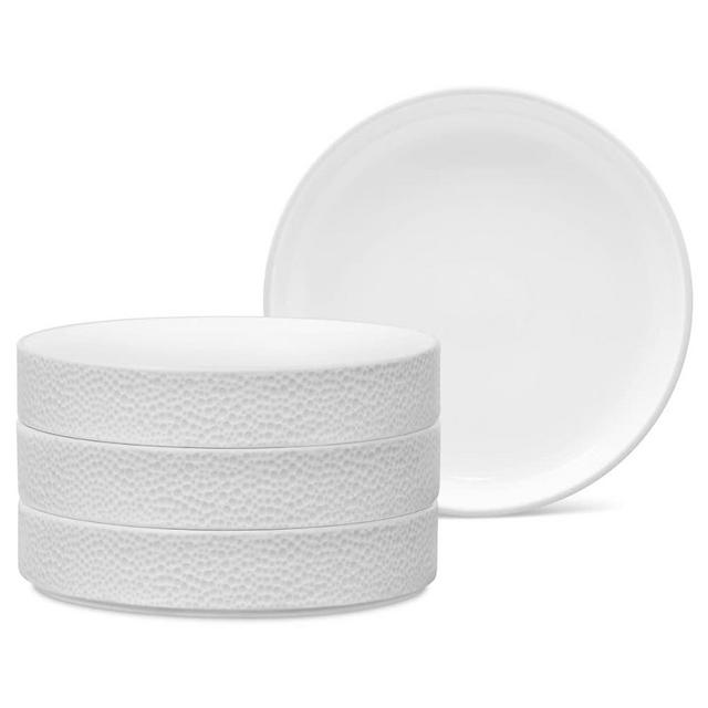 Noritake ColorTex Stone White Set of 4 Stax Deep Plates, 7-1/2"