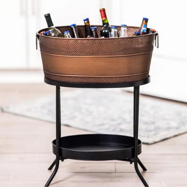 17 Stories Aspen Hammered Beverage Tub with Stand | Wayfair