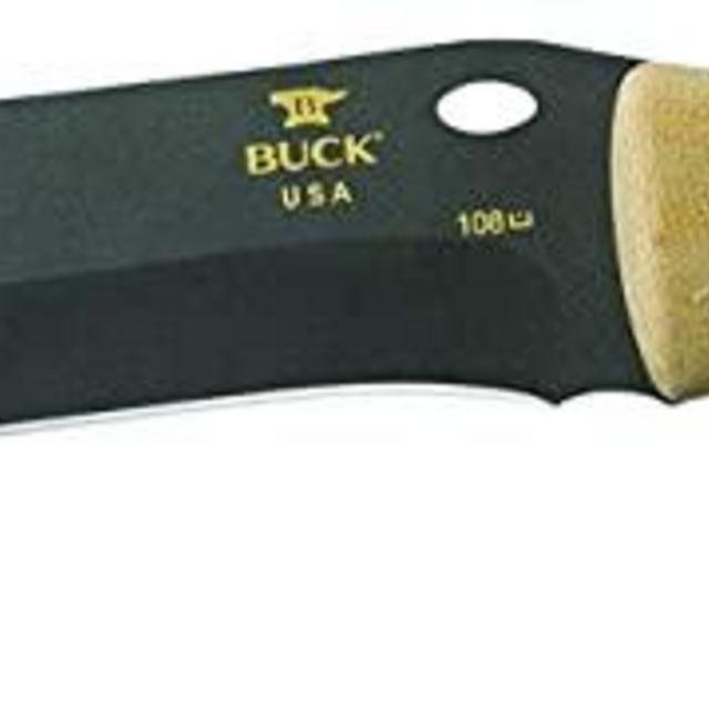 Buck Knives 108 Compadre Froe, 9-1/2" Cobalt Grey Cerakote Coated 5160 Steel Fixed Blade Wood Chopping Knife with Natural Micarta Handle, Genuine Leather Sheath Included
