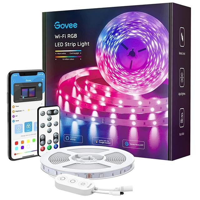 Govee RGB LED Strip Lights, Works with Alexa, Google Assistant, App Control for Room, 16.4 Feet
