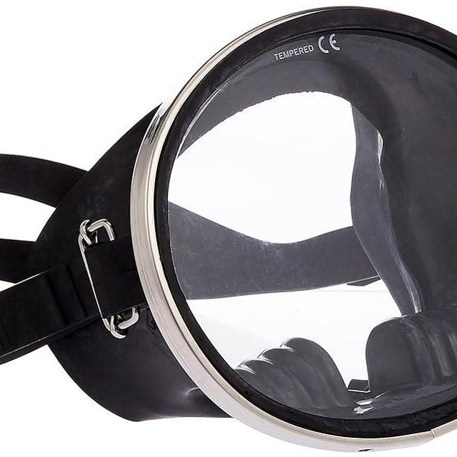 Scuba Choice Spearfishing Free Dive Stainless Steel Oval Shape Classic Rubber Mask , Black