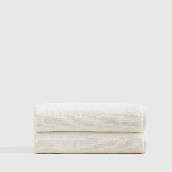 Turkish Ribbed Quick Dry Bath Towel (Set of 2) in Ivory