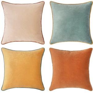 MONDAY MOOSE Decorative Throw Pillow Covers Cushion Cases, Set of 4 Soft Velvet Modern Double-Sided Designs, Mix and Match for Home Decor, Pillow Inserts Not Included (20x20 inch, Orange/Teal)