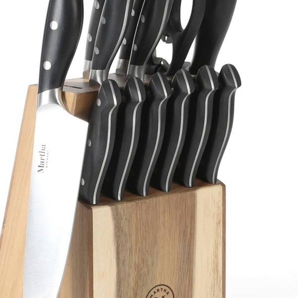 Martha Stewart Eastwalk 14 Piece High Carbon Stainless Steel Cutlery Knife Block Set (Matte Black)