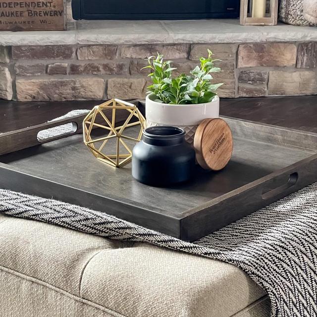 Solid Wood Ottoman tray, Oversized, Extra Large Tray with handles, XXL, Handcrafted, Home Decor