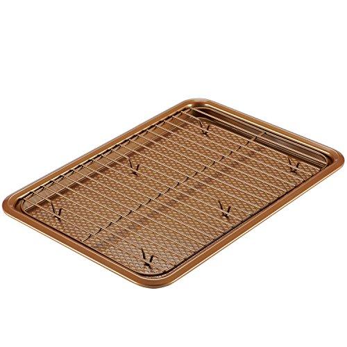 Ayesha Curry 47005 Nonstick Bakeware Set with Nonstick Cookie Sheet / Baking Sheet and Cooling Rack - 2 Piece, Copper Brown