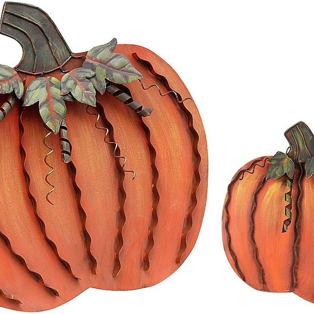 Metal Fall Pumpkin Decor, Set of 2