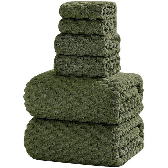 NALIVO Oversized Bath Towels 40x80 Inches Extra Large Bath Sheets for Adults Super Soft Quick Dry Highly Absobent Microfiber Shower Towels for Bathroom（Olive Green, 6Piece