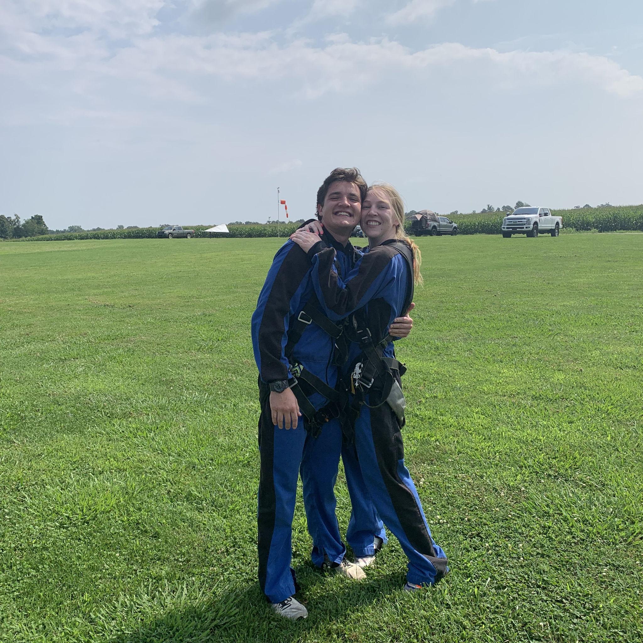 We decided to gift experiences rather than material things. This was our first "experience" - surprise skydiving for David's 18th birthday!