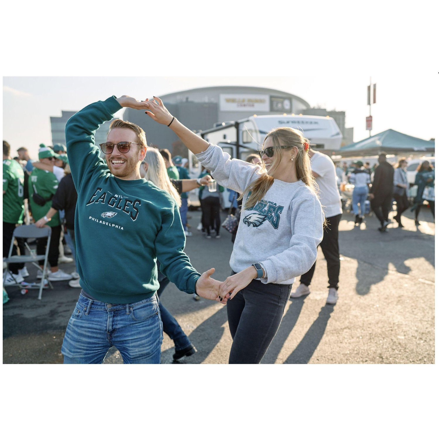 First time we danced salsa in a parking lot.