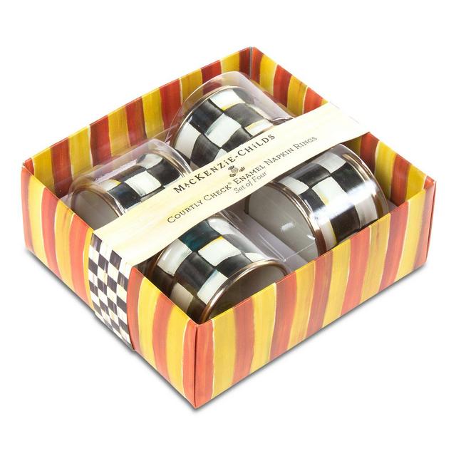 Mackenzie-Childs Courtly Check� Enamel Napkin Rings, Set of 4