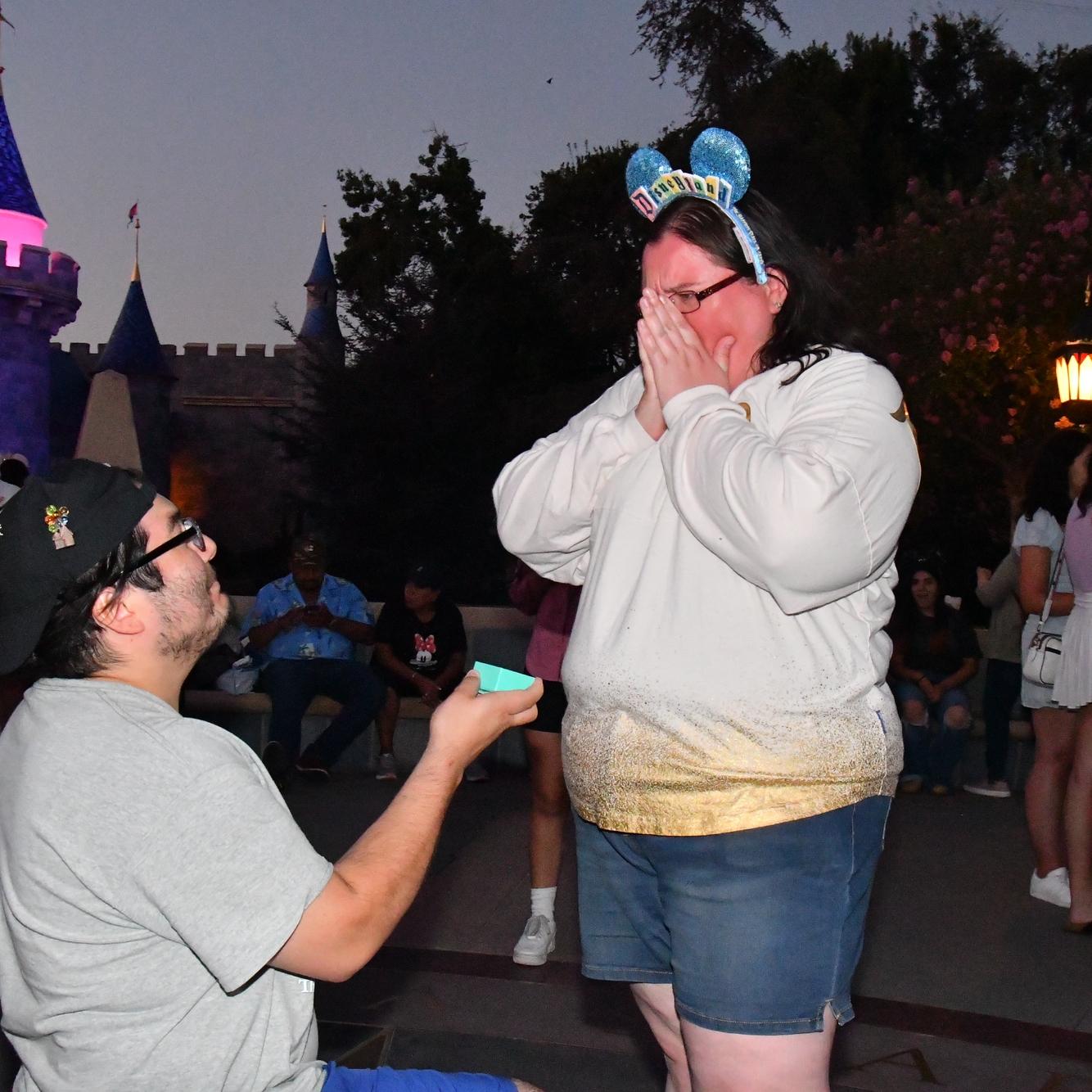 When he popped the question at Disneyland