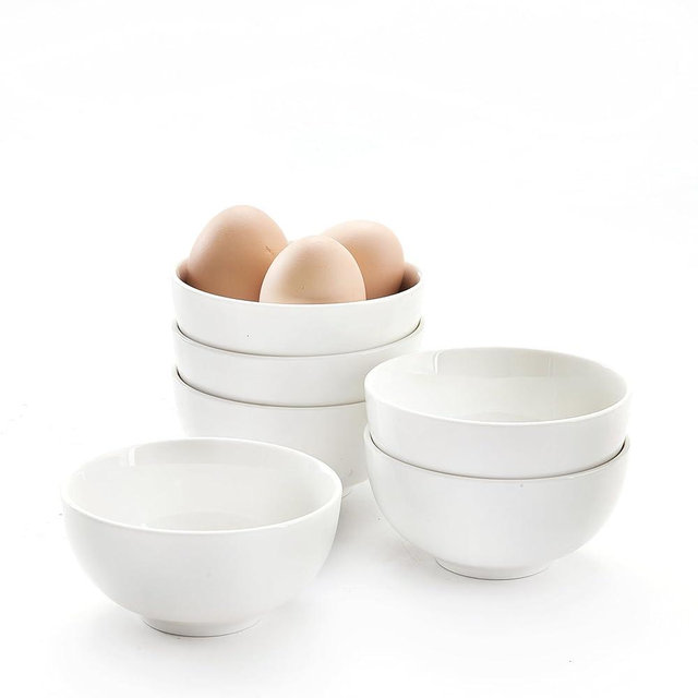 AntoKueh White 4.5in Small Ceramic Bowls, 12 OZ Cereal Bowls Set of 6 for Dessert, Rice, Jello, Pudding, Yogurt, Condiments,Dishwasher/Microwave safe