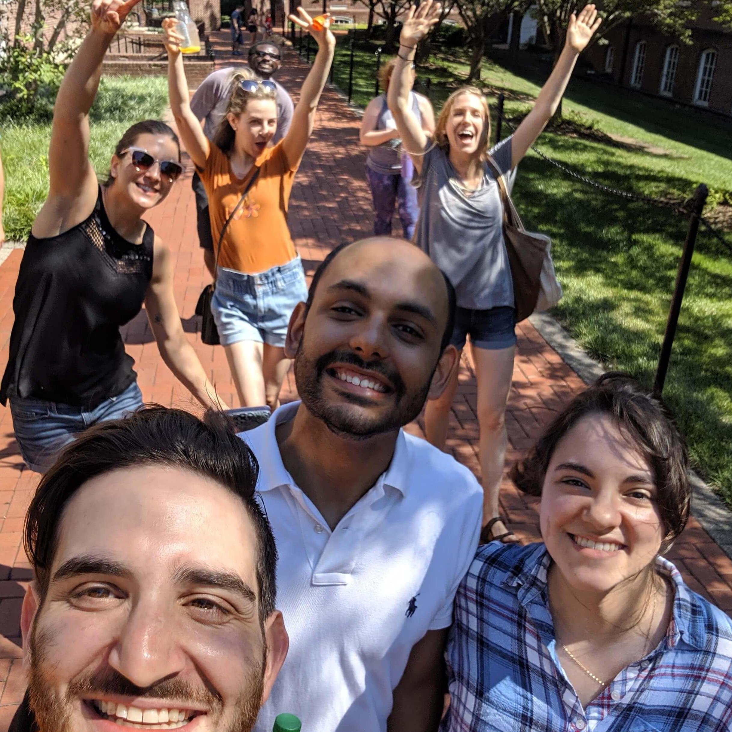 Right after we got engaged. I think our friends were pretty stoked about it. - Justo despues de comprometirnos. Creo que nuestros amigos se emocionaron un poco!