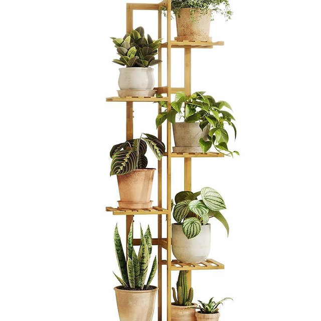 Bamworld Bamboo Plant Stand Indoor 6 Tiered Plant Shelf Outdoor Corner Plant Rack for Multiple Plants Flower Stand Plant Holder for Living Room Bedroom Balcony Patio Garden 48 Inch Natural