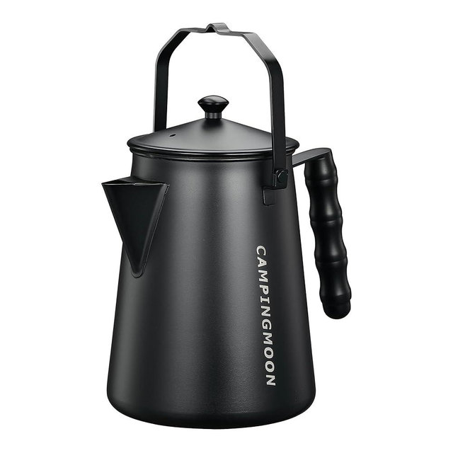 CAMPINGMOON 1.5L Campfire Kettle Stainless Steel Camping Kettle Black BKSW-6
