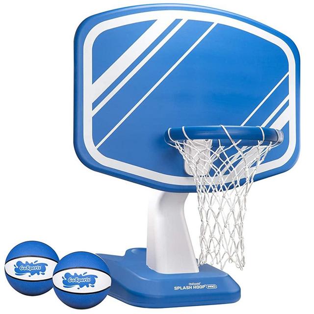 GoSports Splash Hoop PRO Swimming Pool Basketball Game, Includes Poolside Water Basketball Hoop, 2 Balls and Pump