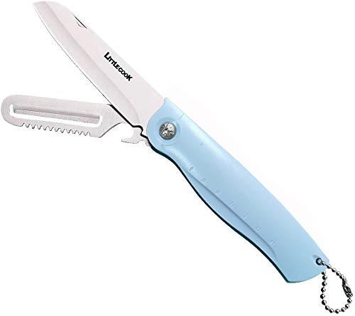 Travel Pocket Paring Knife Fruit Knife Peeling Vegetable Peeler Folding Foldable Multi Function Small Portable Bottle Opener for Kitchen Traveling Camping Outdoor Stainless Steel Plastic 2 Blade Green