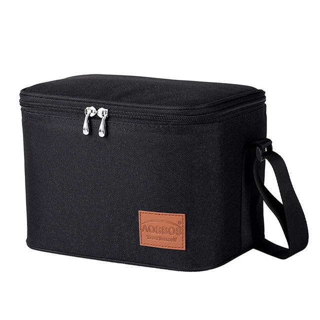 Aosbos Insulated Lunch Box for Men Women Cooler Bag Reusable Lunch Tote Bag Adult Thermal Lunch Boxes Bento Lunch Box Bag 7.5L Black