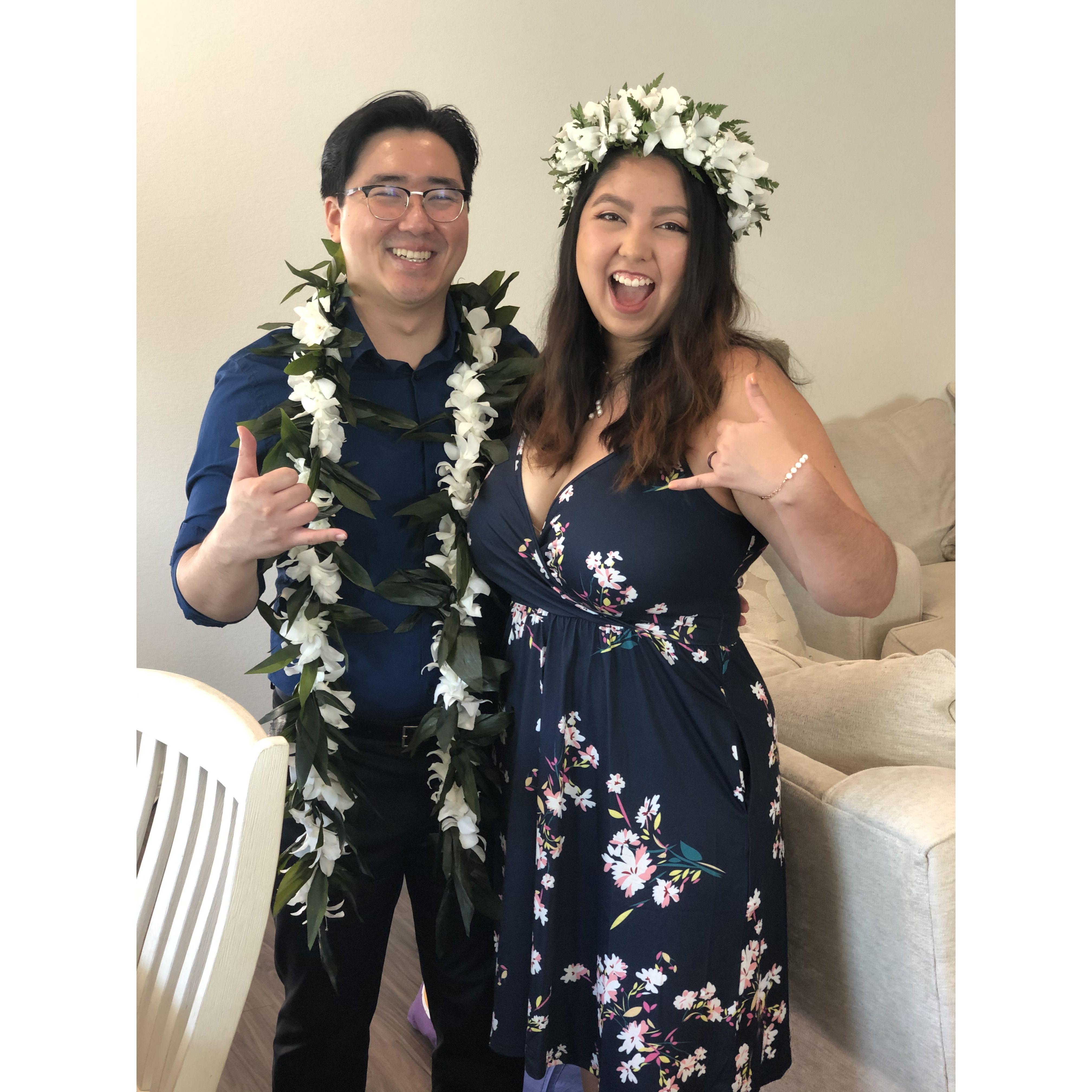 From our original wedding day during quarantine, after saying "I do."