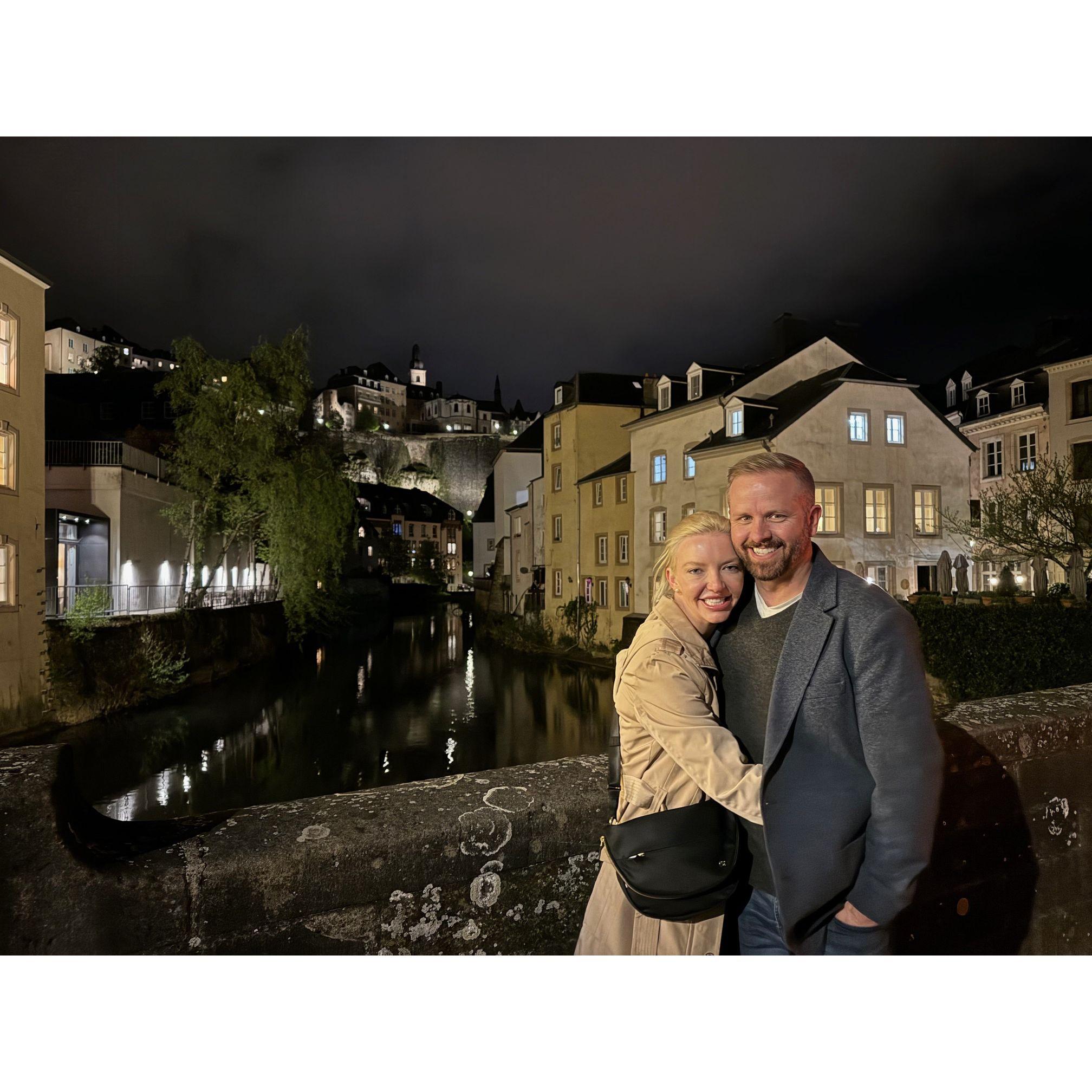 A chilly evening in Luxembourg while visiting Luke's cousin.