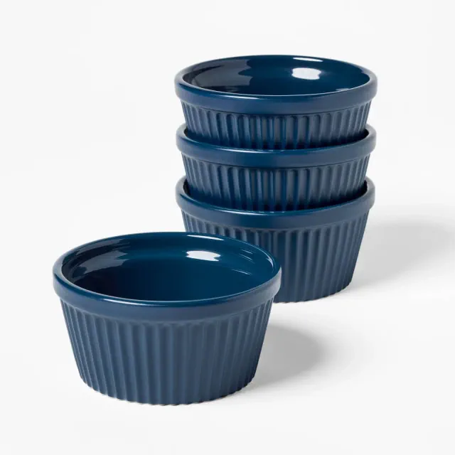 4pc Stoneware Ramekin Set Navy Blue - Figmint™