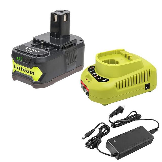 18V Battery and Charger Combo for Ryobi 18 Volt Cordless Tools Battery and P118B Charger, Cell9102 18V Battery Capacity Output 5.0Ah