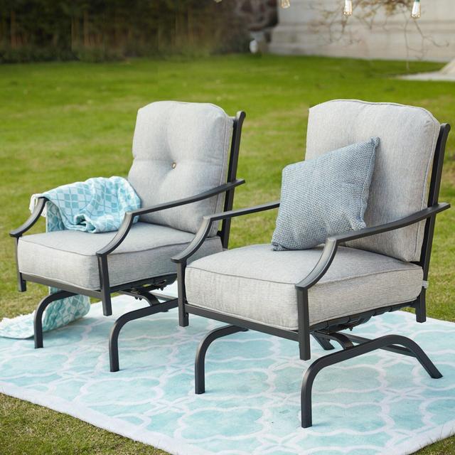 Siemens Outdoor Spring Rocking Chair with Cushions (Set of 2)