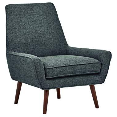Rivet Jamie Upholstered Mid-Century Modern Low Arm Accent Chair, 31"W, Marine Blue