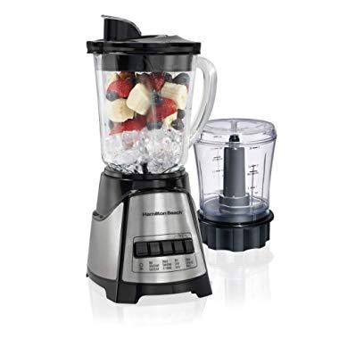 Hamilton Beach Power Elite Multi-Function 40 Oz Glass Jar Blender with 3 Cup Chopper Attachment (58149),